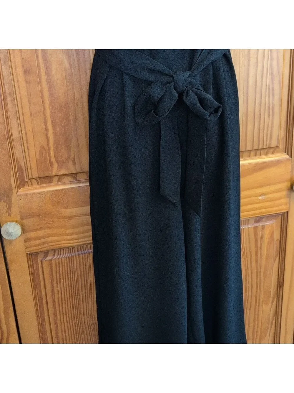 Mud Pie Adelynn V Neck V Back Black Tank Jumpsuit Wide Leg S
